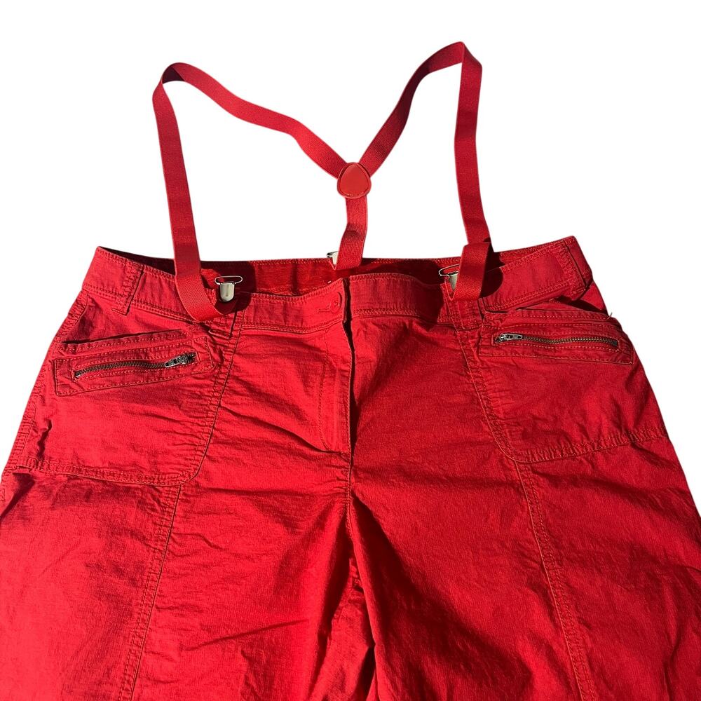 Chico’s Women’s Red Cargo Capri Pants Size 3 XL Suspenders Cotton - Picture 3 of 7